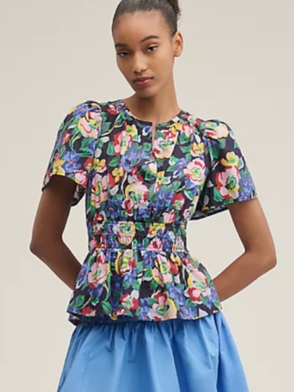 ANTHROPOLOGIE | The Somerset Blouse in Floral Cotton Poplin, Size Small